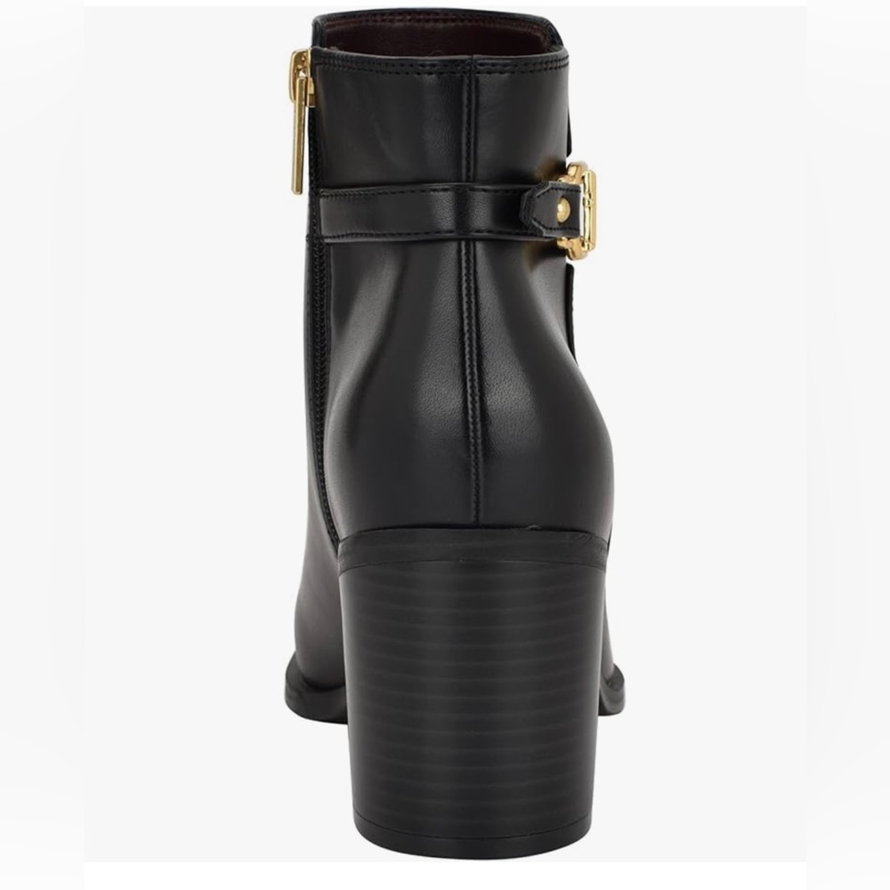 Tommy Hilfiger Black Ankle Boot with Gold Logo Accent - Picture 6 of 7